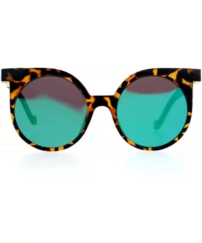 Womens Trendy Runway Mirrored Lens 80's Thick Plastic Cat Eye Sunglasses - Tortoise Teal - CA120IUQW4V $17.26 Cat Eye