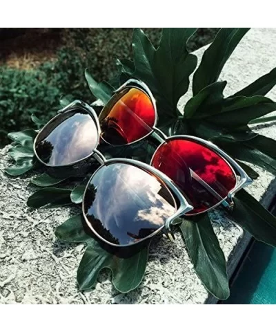 Sexy Cateye Women Sunglasses Metal Frame Flat Mirrored Lens B1980 - Purple - CJ12MX2Y77V $12.60 Cat Eye