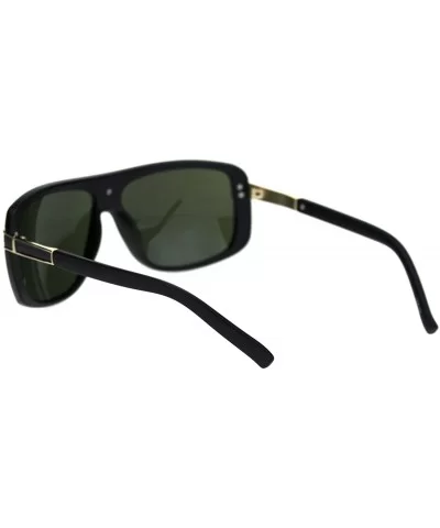 Mens Designer Style Fashion Sunglasses Gold Top Square Rectangular UV 400 - Matte Black (Dark Green) - CA18TMM9HHD $15.09 Rec...