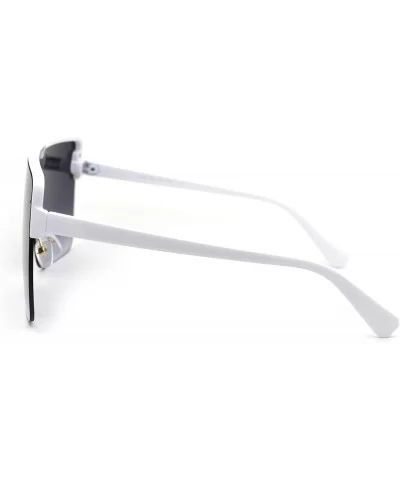 80s Retro Robotic Large Shield Flat Top Plastic Sunglasses - White Smoke - CN18XSTSMHZ $17.28 Shield