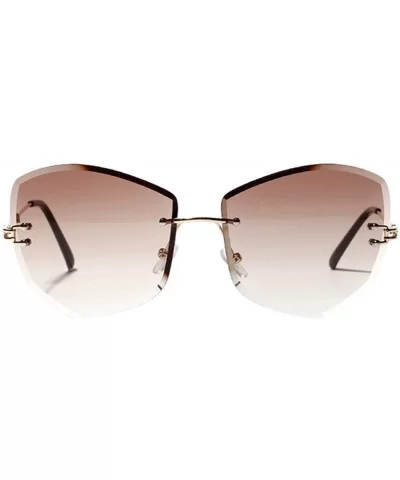 Cat Eye Diamond shaped Frameless Sun Glasses Casual Sunglasses 2019 Colored Lens Glasses - Style D - CT18W9336AH $19.08 Cat Eye