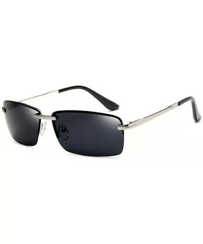 Men's Rectangular Frameless Polarized Sunglasses UV400 Y8905 C1BOX - Y8905 C1box - CU18XE06SLD $23.39 Oversized