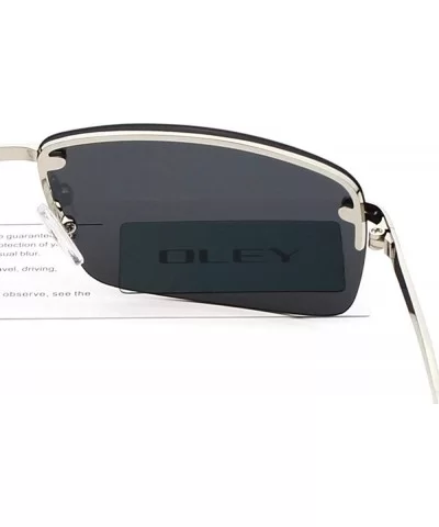 Men's Rectangular Frameless Polarized Sunglasses UV400 Y8905 C1BOX - Y8905 C1box - CU18XE06SLD $23.39 Oversized