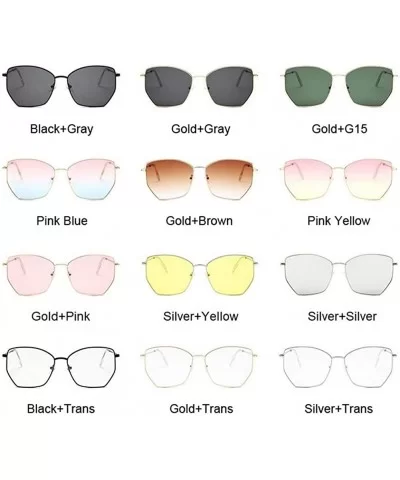 Cat Eye Sunglasses Women Classic Flat Lens Clear Sun Glasses Female Male Retro Small Metal Frame Square - CE198XULHDK $13.55 ...