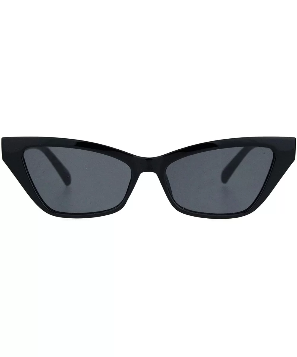 Womens Cat Eye Horn Rim Plastic Sunglasses - All Black - CI18K0R8ULM $13.23 Cat Eye