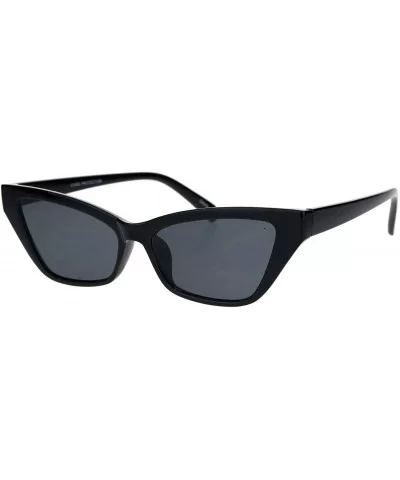 Womens Cat Eye Horn Rim Plastic Sunglasses - All Black - CI18K0R8ULM $13.23 Cat Eye