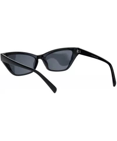 Womens Cat Eye Horn Rim Plastic Sunglasses - All Black - CI18K0R8ULM $13.23 Cat Eye