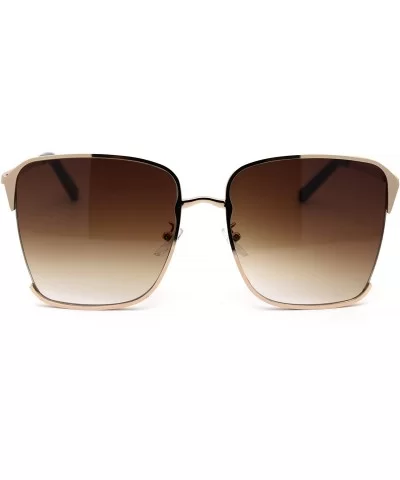 Womens 90s Designer Exposed Lens Metal Rim Butterfly Sunglasses - Gold Brown - CY18XGZ8MDC $16.72 Butterfly