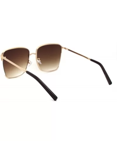 Womens 90s Designer Exposed Lens Metal Rim Butterfly Sunglasses - Gold Brown - CY18XGZ8MDC $16.72 Butterfly