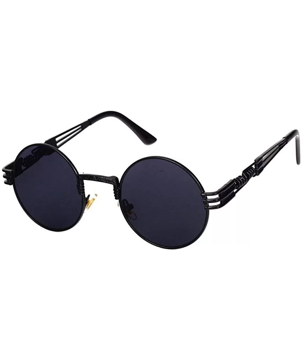 2019 Retro Round Gothic Steampunk Mirror Sunglasses Men Women Metal Sun 1 - 2 - CB18XGEOMHO $12.00 Aviator