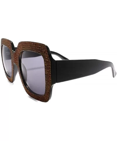 Womens Vintage Retro Fashion Stylish Large Oversized Square Sunglasses - Black / Gold - CB18U5U9TUA $17.57 Square