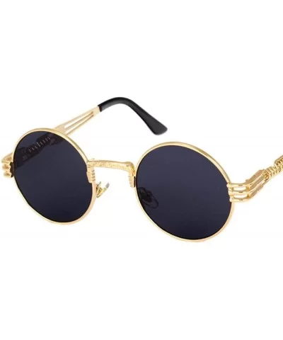 2019 Retro Round Gothic Steampunk Mirror Sunglasses Men Women Metal Sun 1 - 2 - CB18XGEOMHO $12.00 Aviator