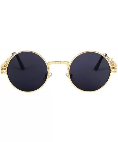 2019 Retro Round Gothic Steampunk Mirror Sunglasses Men Women Metal Sun 1 - 2 - CB18XGEOMHO $12.00 Aviator