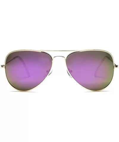 Classic Polarized Aviator Sunglasses for Men and Women UV400 Protection - Gold Frame/Purple Mirrored Lens - CR184DUGE7C $18.1...