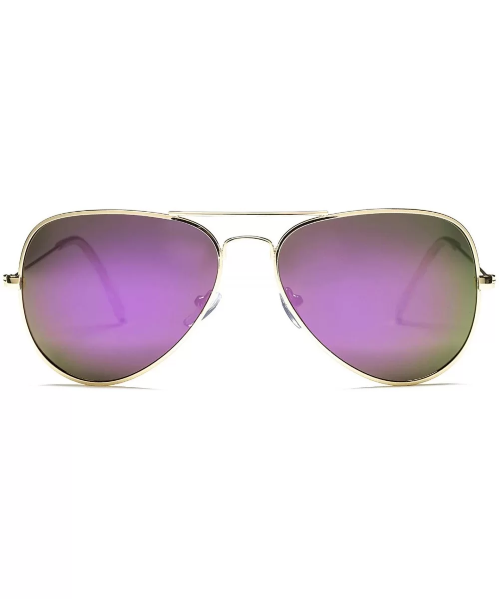 Classic Polarized Aviator Sunglasses for Men and Women UV400 Protection - Gold Frame/Purple Mirrored Lens - CR184DUGE7C $18.1...