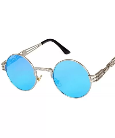 2019 Retro Round Gothic Steampunk Mirror Sunglasses Men Women Metal Sun 1 - 2 - CB18XGEOMHO $12.00 Aviator