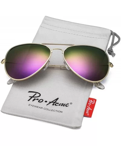 Classic Polarized Aviator Sunglasses for Men and Women UV400 Protection - Gold Frame/Purple Mirrored Lens - CR184DUGE7C $18.1...