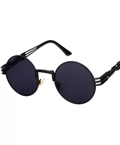 2019 Retro Round Gothic Steampunk Mirror Sunglasses Men Women Metal Sun 1 - 2 - CB18XGEOMHO $12.00 Aviator