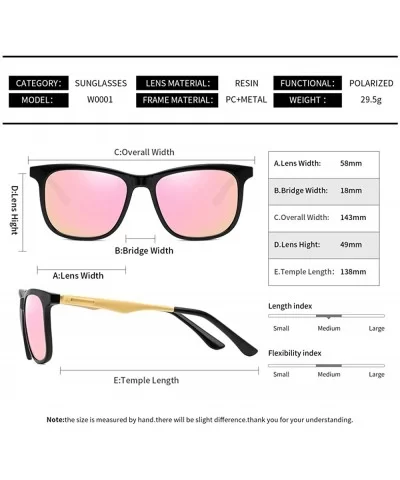 Square Polarized Aluminum Sunglasses Vintage Sun Glasses For Men/Women Classic Retro Designer - Bright Black/Pink - C018M89X9...