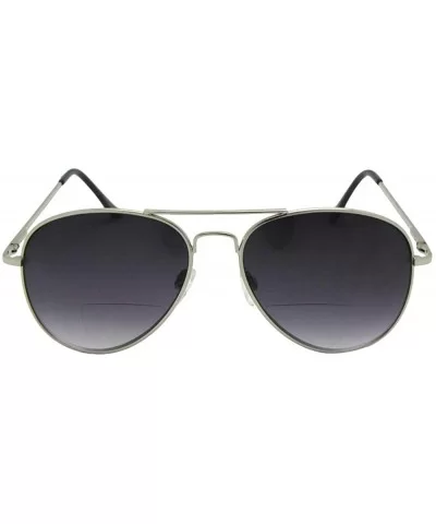 Mens Big Aviator Bifocal Sunglasses B83 - Silver Frame Gray Lenses - C718IH6IQQ7 $24.29 Aviator