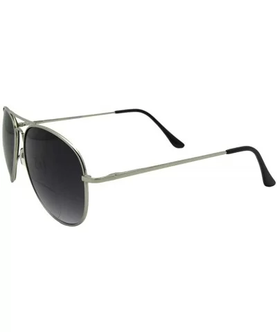 Mens Big Aviator Bifocal Sunglasses B83 - Silver Frame Gray Lenses - C718IH6IQQ7 $24.29 Aviator