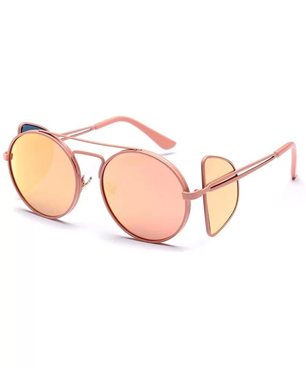 Steampunk sunglasses round frame glasses street shooting - Orange Color - CX12JKEN0P5 $38.21 Round