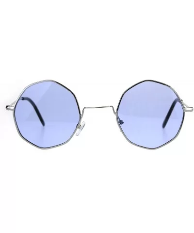 Dopy Color Lens Octagon Metal Wire Rim Pimp Hippie Sunglasses - Silver Blue - C6189U5YTH2 $16.88 Square