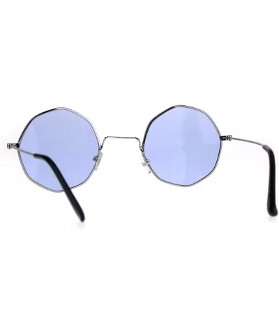 Dopy Color Lens Octagon Metal Wire Rim Pimp Hippie Sunglasses - Silver Blue - C6189U5YTH2 $16.88 Square