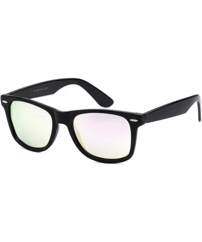 Retro Rewind Polarized Vintage Mirrored Hipster Fashion UV Sunglasses Pouch - Black Frame Yellow Mirror Lens - CZ18X3XN856 $1...