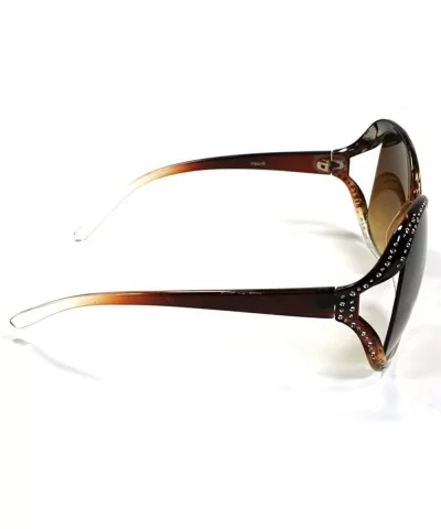 Womens Butterfly Sunglasses 8610 - Brown - C411ESLH5WF $13.29 Butterfly