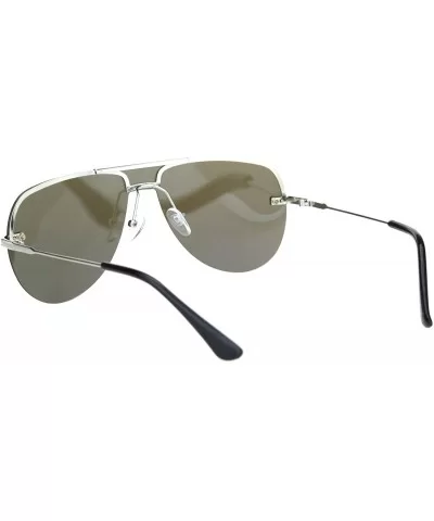 Polarized Mens Flat Top Mobster Color Mirror Shield Pilots Sunglasses - Silver Blue Mirror - CR18OWYE2ZQ $20.54 Shield