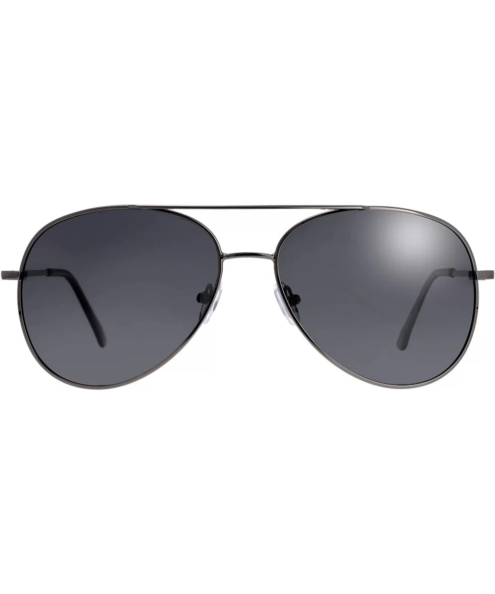 Classic Metal Frame Polarized Lens Aviator Sunglasses with Gift Box - Av105-gun Grey(spring Hinges) - CC194QXE46R $18.81 Over...