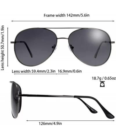 Classic Metal Frame Polarized Lens Aviator Sunglasses with Gift Box - Av105-gun Grey(spring Hinges) - CC194QXE46R $18.81 Over...