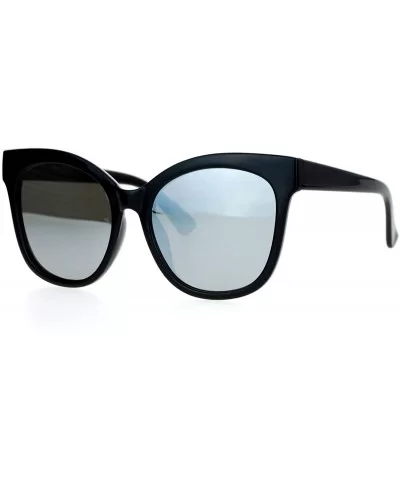 Oversized Butterfly Fashion Sunglasses Womens Flat Frame Mirror Lens - Black (Silver Mirror) - CG188YRWQ4S $15.71 Square