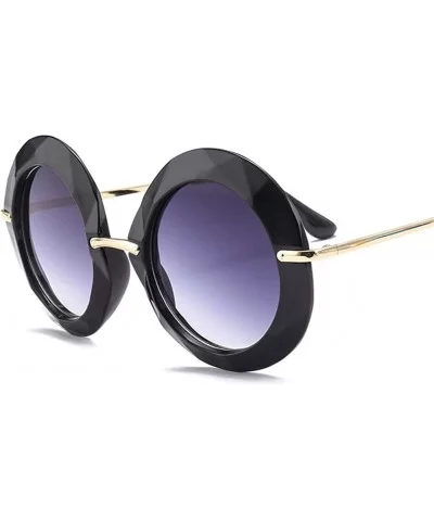 Large Circular Round frame Sunglasses trend Sun glasses for Stylish Women UV400 5710 - Black - CD18AGHIZYU $13.45 Round