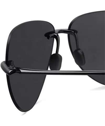 Sunglasses Men Classic UV400 Driving Unbreakable Rimless Oval Male Women's TR90 Frame Sun Eyewear - C1 Black Gray - C418M3O89...