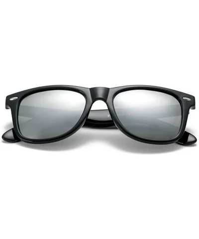 Classic Polarized Sunglasses for Men Women Retro UV400 Sun Glasses - A9 Bright Black Frame/Silver Mirror Lens - CT18S9GDXSI $...