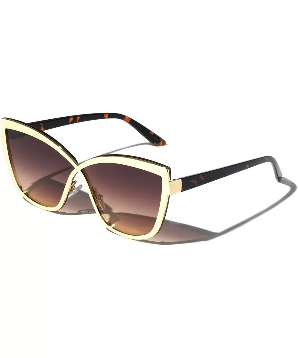 Infinity Frame Sharp Cat Eye Sunglasses - Brown - C71972L2LGM $19.69 Cat Eye