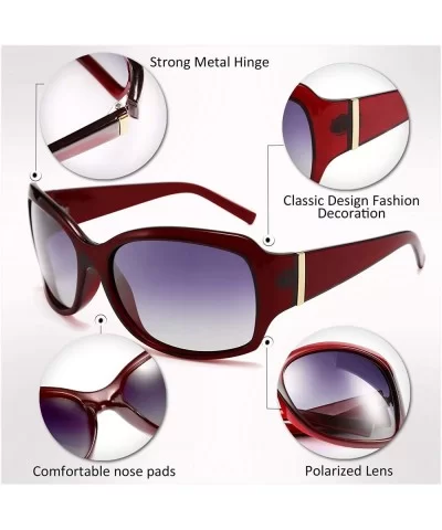 Classic Oversized Polarized Sunglasses Women Wrap Square Shades B2504 - Wine - C618YOA3SAL $20.60 Wrap