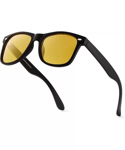 Classic Polarized Sunglasses - Matte Black - Yellow Night Driving - C21960TR5HH $15.98 Rectangular