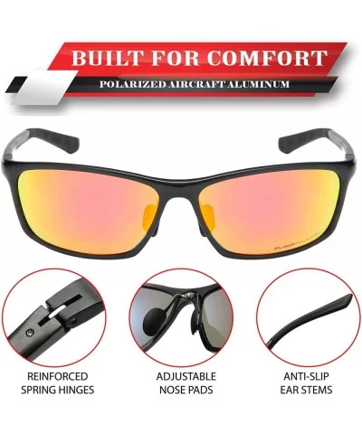 Polarized Aircraft Al-Mg Driving Sport Fishing Sunglasses For Women Men - Matte Black - Polarized Lava Red - CQ18HWQLON0 $45....