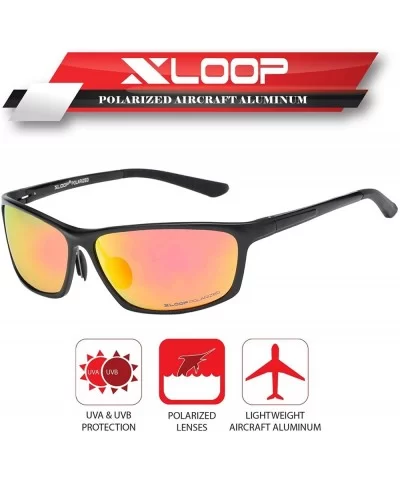 Polarized Aircraft Al-Mg Driving Sport Fishing Sunglasses For Women Men - Matte Black - Polarized Lava Red - CQ18HWQLON0 $45....