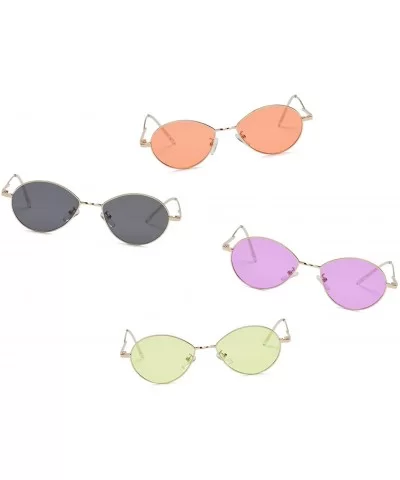 Metal Retro Vintage Oval Round Fashion Designer Sunglasses - Orange - CJ18I5722D9 $13.71 Oval