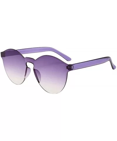 Outdoor Semi Rimless Polarized Sunglasses-Women Men Fashion Clear Retro Sun Glasses - M - C9196OILMOE $27.57 Oval