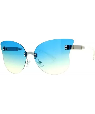 Womens Rimless Butterfly Sunglasses Beautiful Ombre Gradient Lens UV 400 - Silver - C612JOQBI0N $17.81 Rimless