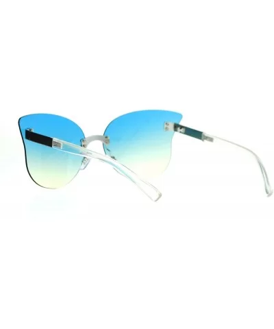 Womens Rimless Butterfly Sunglasses Beautiful Ombre Gradient Lens UV 400 - Silver - C612JOQBI0N $17.81 Rimless