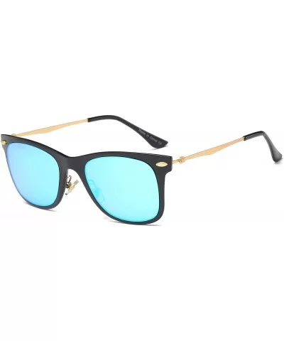 Men Classic Retro Vintage Square Mirrored UV Protection Fashion Sunglasses - Blue - C418WU7TK3O $31.84 Goggle