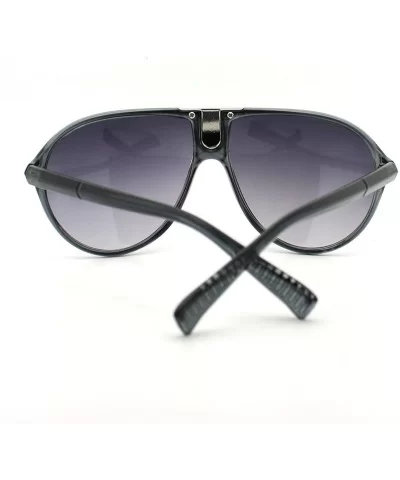 Racer Aviator Flat Top Sunglasses Stylish Designer Frame - Gray - CQ11D3G0E6Z $14.32 Oversized
