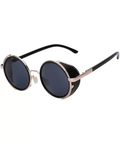 Steampunk Retro Gothic Vintage Colored Metal Round Circle Frame Sunglasses Colored Lens - CF186TI2WKT $18.21 Round