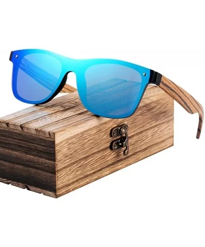 2019 Fashion Wooden Sunglasses Men Bamboo Temple Sun Glasses Women Polarized-2 - Blue Zebra Temples - CW18XQZCW0Y $22.77 Aviator